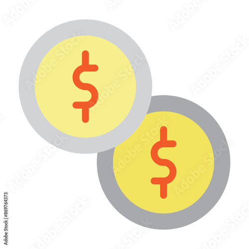 Coin Vector Flat Icon Design