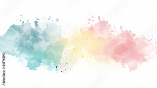 Serene watercolor background: Dreamy pastel hues blending soft pinks, blues, and yellows in abstract texture	