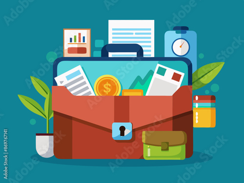 A briefcase filled with money and important documents