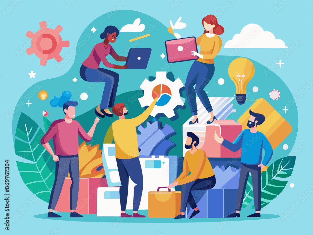 A team working together on a large project A team working together on a large project