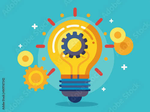A lightbulb with gears inside, representing innovative ideas