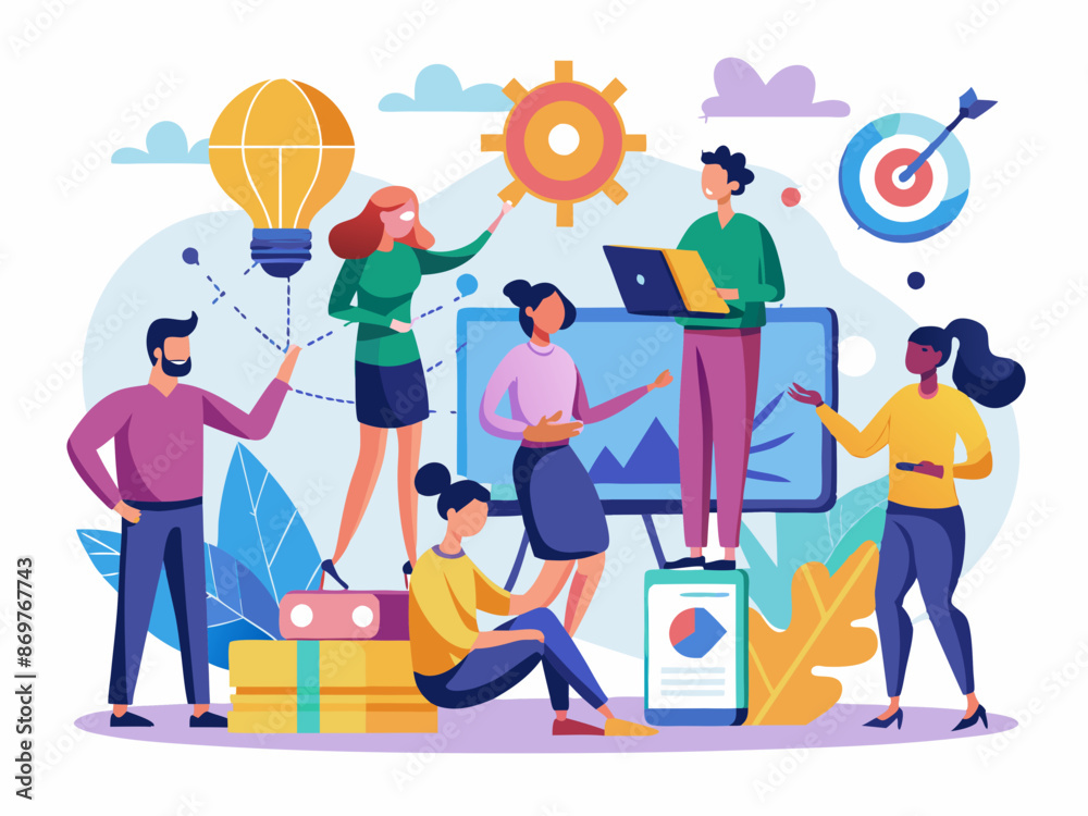 A team collaborating on a marketing campaign A team collaborating on a marketing campaign