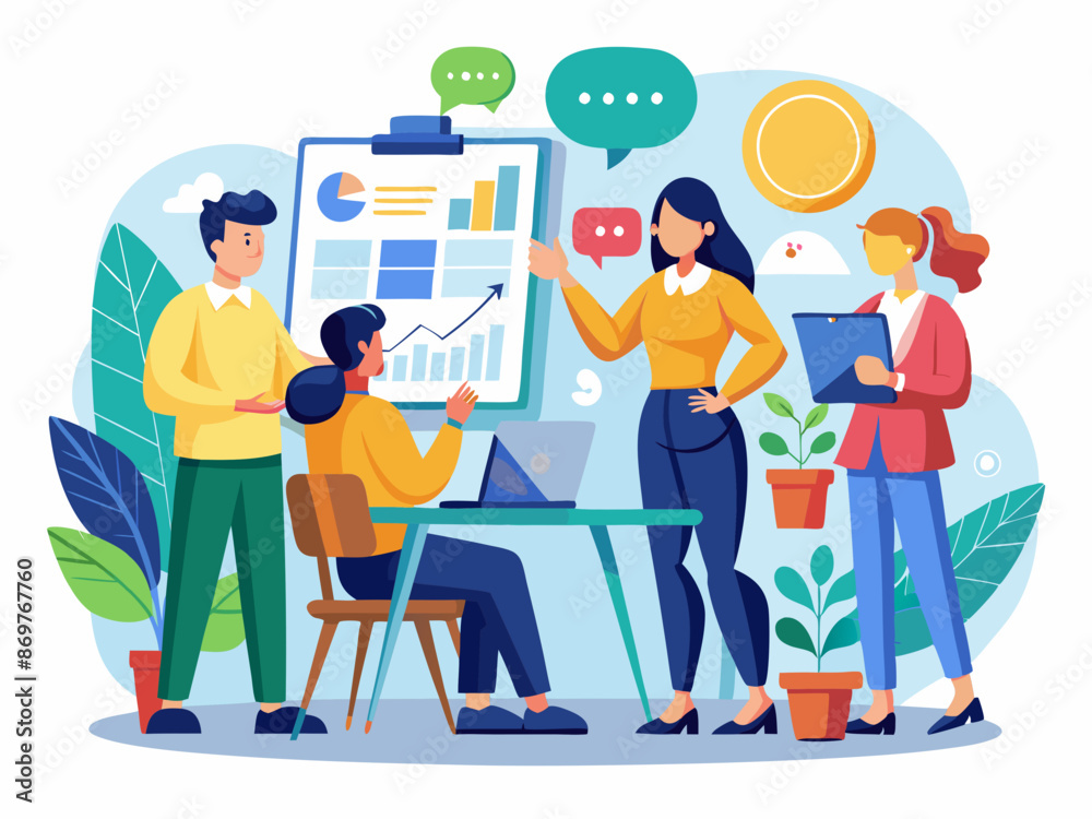 Fototapeta premium Colleagues working on a group presentation