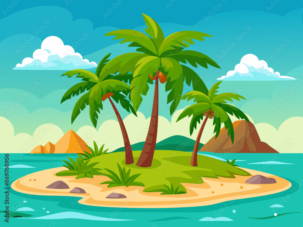 A tropical island with palm trees A tropical island with palm trees