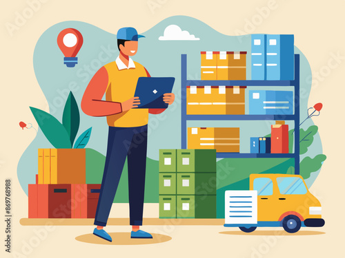 A logistics manager checking a cargo inventory list