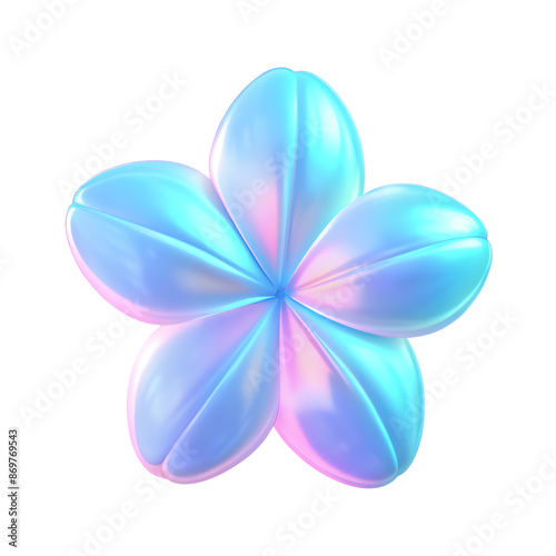 Iridescent Flower Balloon Decoration. A shiny, colorful flower-shaped balloon with an iridescent finish, perfect for parties and events. Isolated on transparent background, png.