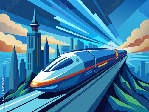 A futuristic hyperloop pod traveling at high speed