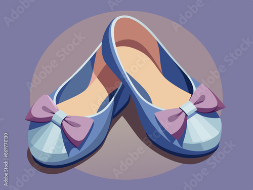 A pair of ballet flats with a bow on the toe