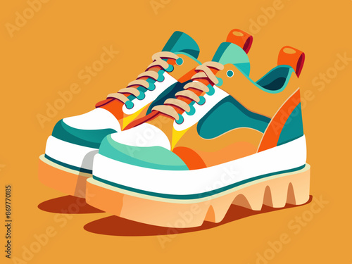 A pair of platform sneakers with a chunky sole