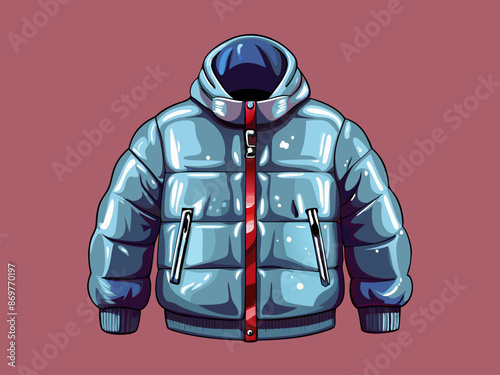 A puffer jacket in a metallic finish