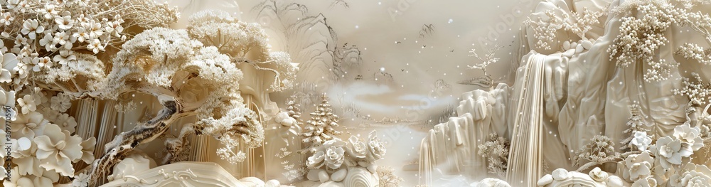 3d white flower Wallpaper Background golden art for digital printing wallpaper, mural, custom design wallpaper. AI generated illustration 3d white flower Wallpaper Background golden art for digital printing wallpaper, mural, custom design wallpaper. AI generated illustration