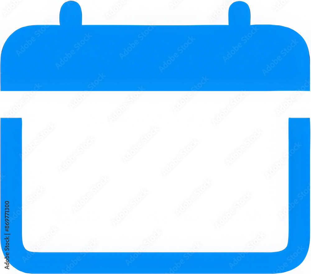 A blue calendar with a white background A blue calendar with a white background