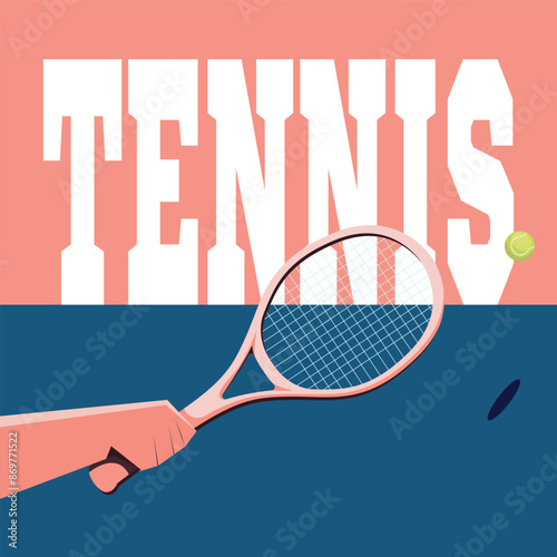 Tennis championship or tournament poster design. Tennis racket and ball isolated. Vector illustration.