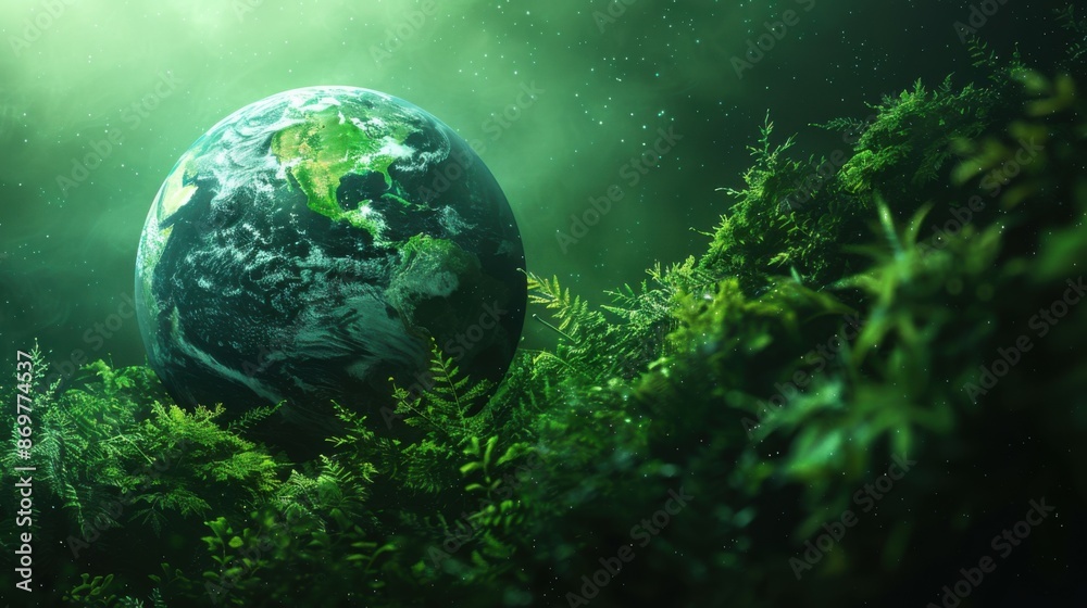 a blue-green planet symbolizing environmental protection. a blue-green planet symbolizing environmental protection.