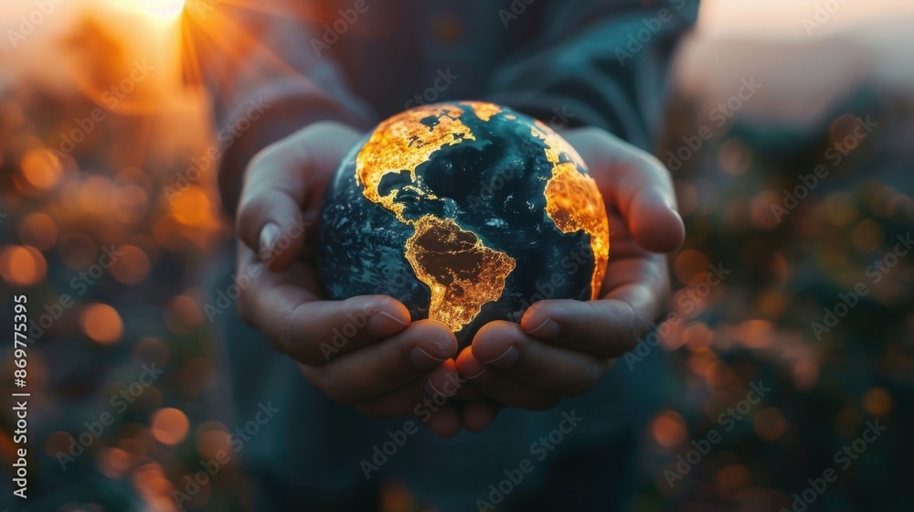 Fototapeta premium a blue-green planet symbolizing environmental protection.