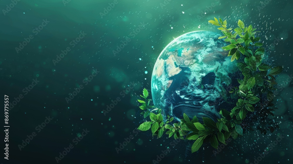 Fototapeta premium a blue-green planet symbolizing environmental protection.