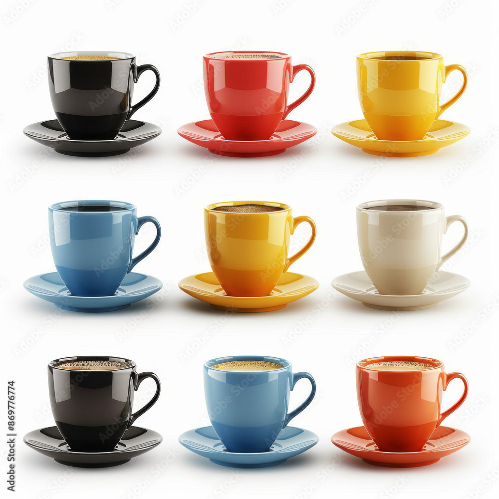 A set of coffee cups, isolated on a white background A set of coffee cups, isolated on a white background