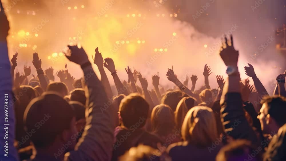 A large crowd of people at a music festival at night, with their arms raised in the air, enjoying the performance. The atmosphere is electric with excitement. A large crowd of people at a music festival at night, with their arms raised in the air, enjoying the performance. The atmosphere is electric with excitement.