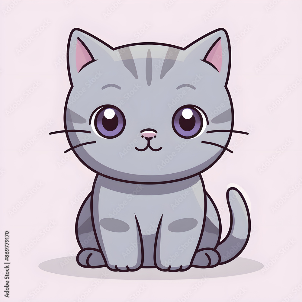 Cute sweet Grey British Shorthair Cat cartoon Cute sweet Grey British Shorthair Cat cartoon