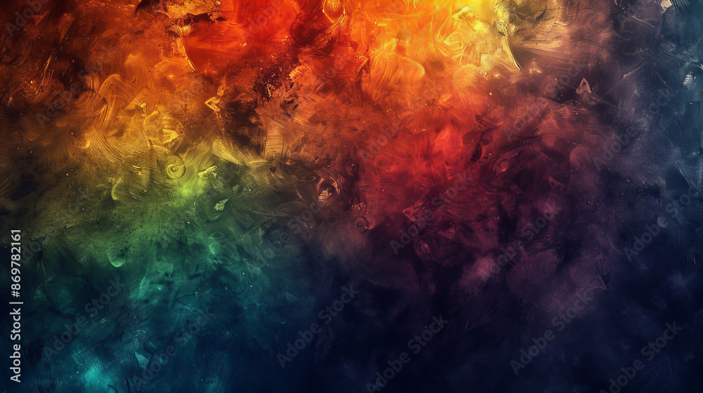 The image features an abstract design with a textured, smoky blend of green, blue, yellow, and red. The vibrant colors symbolize energy and creativity The image features an abstract design with a textured, smoky blend of green, blue, yellow, and red. The vibrant colors symbolize energy and creativity