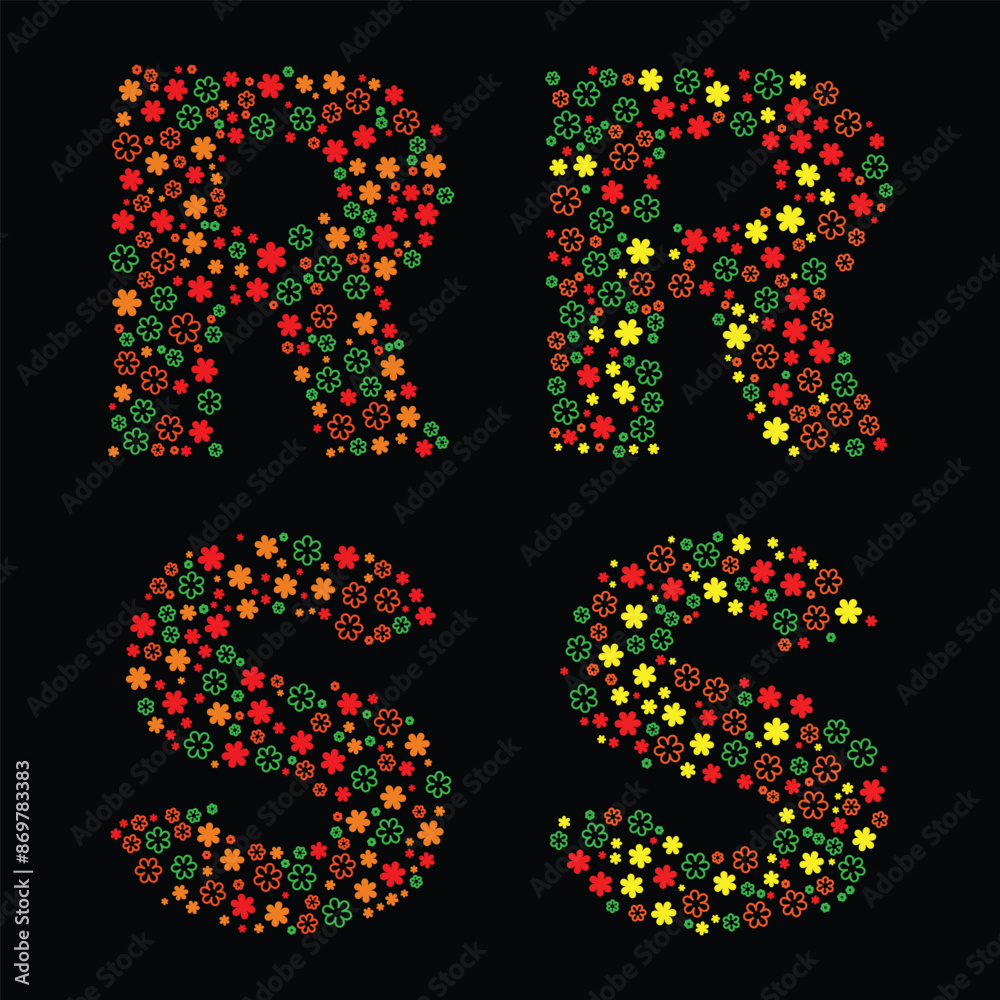 English alphabet is designed using different colors and shapes English alphabet is designed using different colors and shapes