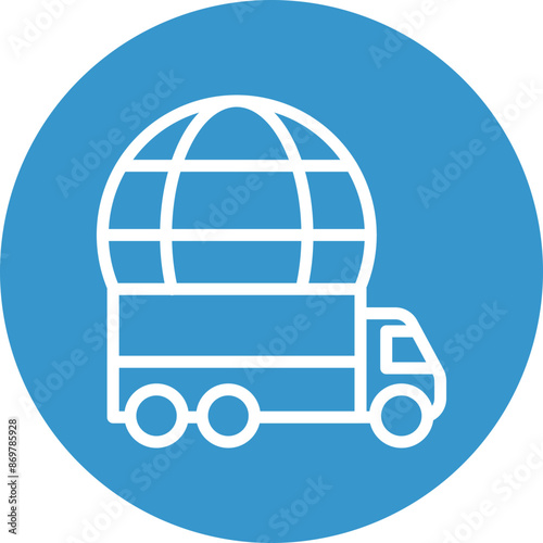 Globe (for international delivery) Vector Line White Circles Multicolors