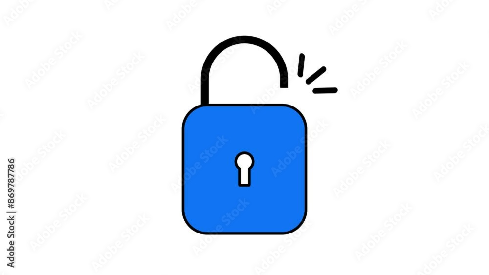 Animated Open and Locked Padlock UI Icons | Security and Access Concept | Blue Padlock on White Background , password security, Security animation. Animated Open and Locked Padlock UI Icons | Security and Access Concept | Blue Padlock on White Background , password security, Security animation.