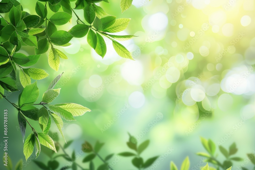 Spring background green tree leaves on blurred background Spring background green tree leaves on blurred background