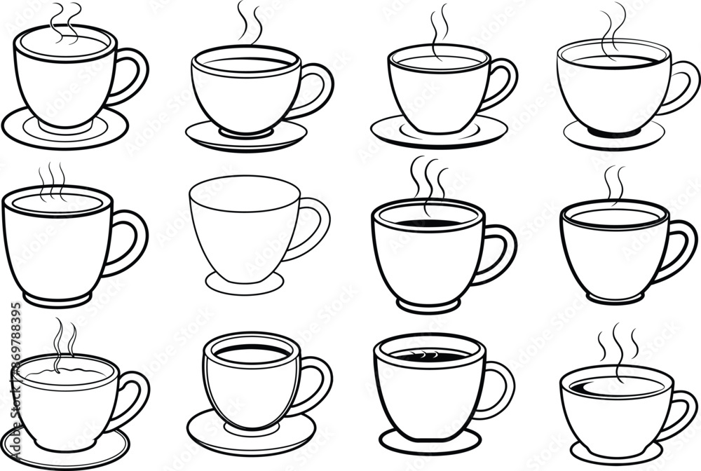 set of coffee cups vector set of coffee cups vector
