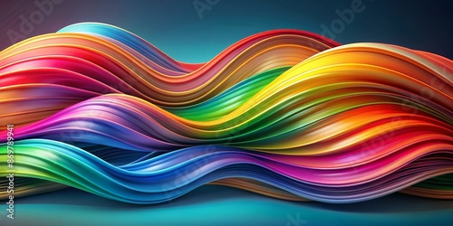 Abstract Colorful Swirling Waves, 3D Render, Digital Art