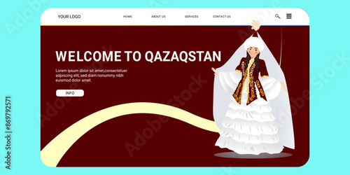 Hero page (landing page) for travelling agency. Visit the country page. Kazakhstan (Qazaqstan)	 photo