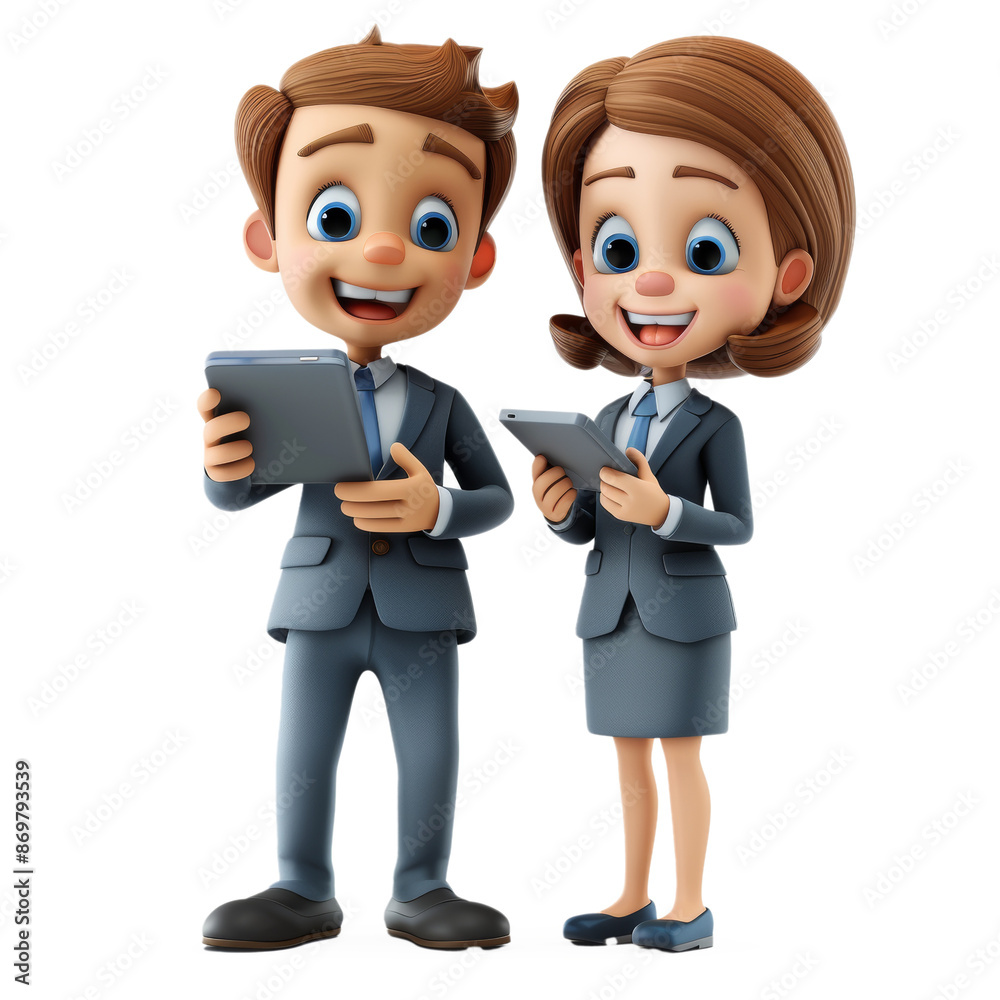 Business Partners Discussing Strategies on Tablets Business Partners Discussing Strategies on Tablets