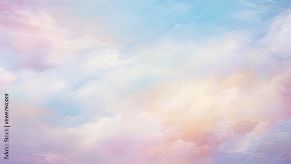 Soft dreamy cloudy sky with hues of pink blue and yellow watercolor background Soft dreamy cloudy sky with hues of pink blue and yellow watercolor background