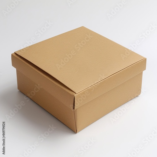3d paper box made from raw paper, packaging, close-up, isolated, on a white background.