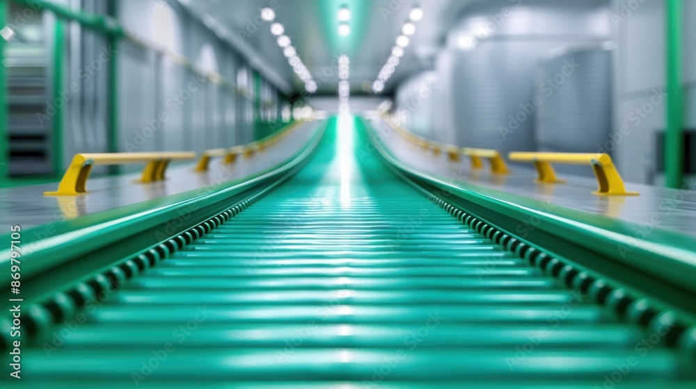 An industrial conveyor belt system at a manufacturing plant, optimized for energy efficiency and reduced carbon footprint, exemplifying sustainable supply chain practices. An industrial conveyor belt system at a manufacturing plant, optimized for energy efficiency and reduced carbon footprint, exemplifying sustainable supply chain practices.