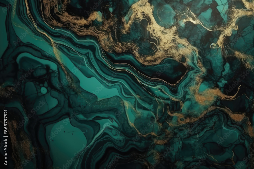 Luxurious Green Marble with Golden Veins. Abstract Art for Elegant Design, Artistic Background Luxurious Green Marble with Golden Veins. Abstract Art for Elegant Design, Artistic Background
