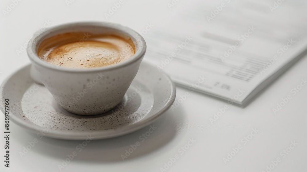 A single shot of espresso in a simple white cup, ready for the morning ahead A single shot of espresso in a simple white cup, ready for the morning ahead