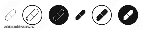 Capsules outlined icon vector collection.