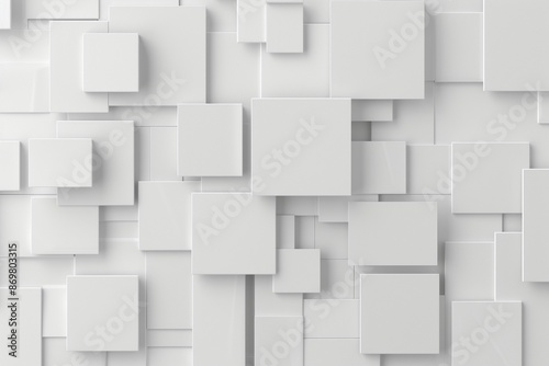 Simple yet eye-catching: a composition of geometric squares on a crisp white backdrop.