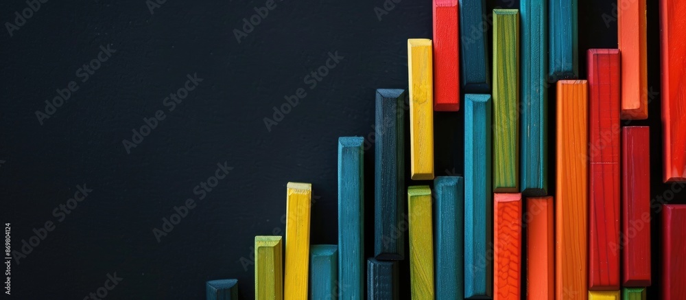 Cuisenaire Rods arranged randomly against a black backdrop, with copy space image.