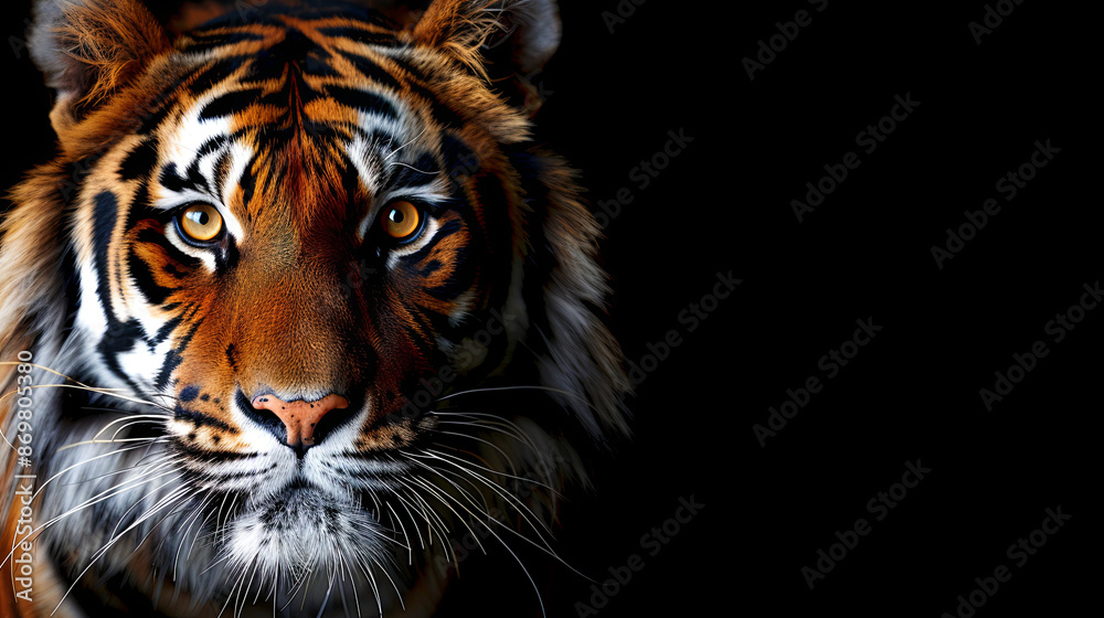 Fototapeta premium A tiger is staring at the camera with its mouth open