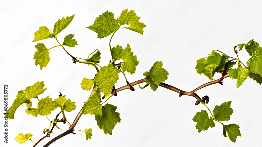 Vine is growing on a white background, 16:9 with copyspace, 300 dpi Vine is growing on a white background, 16:9 with copyspace, 300 dpi