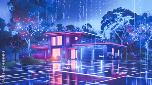 House with lights and microschemes photo