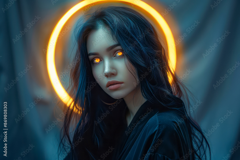 Fototapeta premium Mystical Woman Dark Beauty in Eclipse