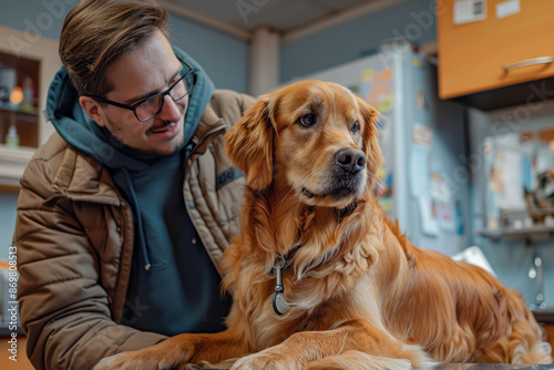 Wallpaper Mural Young Man and his Golden Retriever at the Vet A Pawsitively Pawesome Checkup! Torontodigital.ca