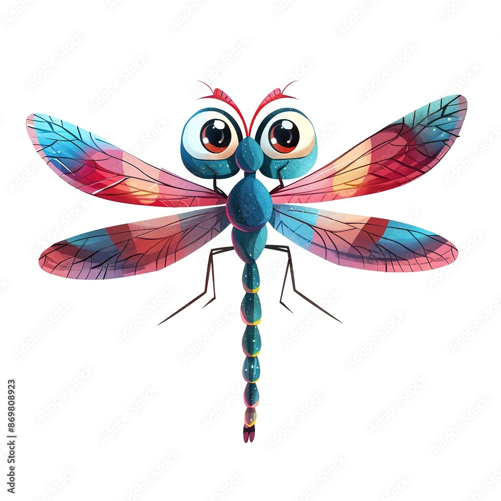 Fototapeta premium Dragonfly Casual Chic cartoon isolated whitebackground 