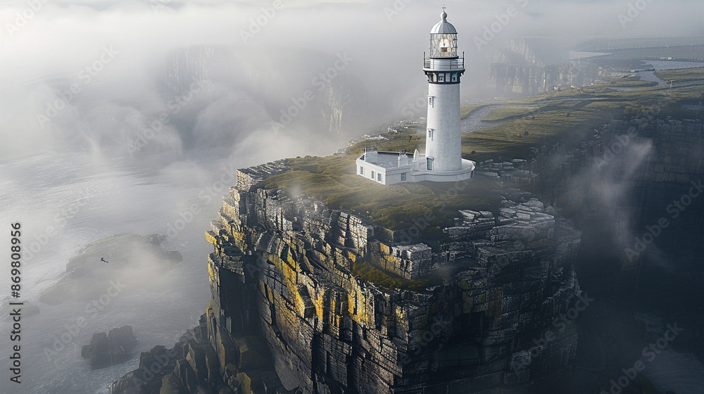Sentinel of the Seas: A Solitary Lighthouse on Cliffside Estate Sentinel of the Seas: A Solitary Lighthouse on Cliffside Estate