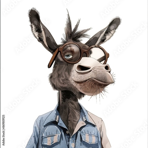 Donkey Casual Chic cartoon isolated whitebackground 