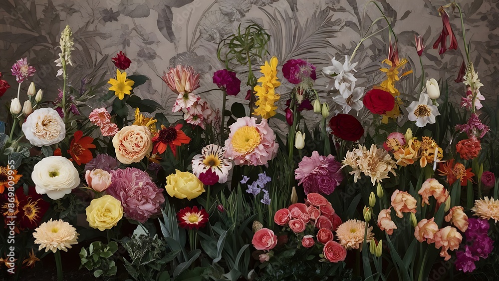 Fototapeta premium Flowers in garden floral beauty and botanical background