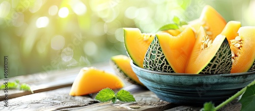 Melon, a juicy and refreshing fruit with a vibrant color, is a great option for a healthy snack or dessert. photo